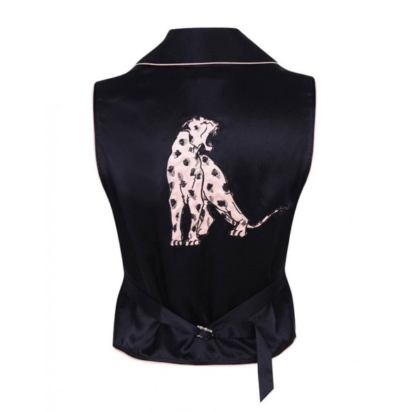 Agent Provocateur Selene Black Silk Panthere Vest NWT $420 - Picture 1 of 15